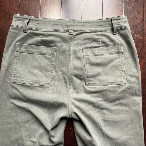 J. Jill Floral Embroidered Pants Womens size 10 Green Cotton Stretch - Picture 5 of 8